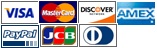 Visa, Master, Discover, Amex, Paypal, JCB & Diners